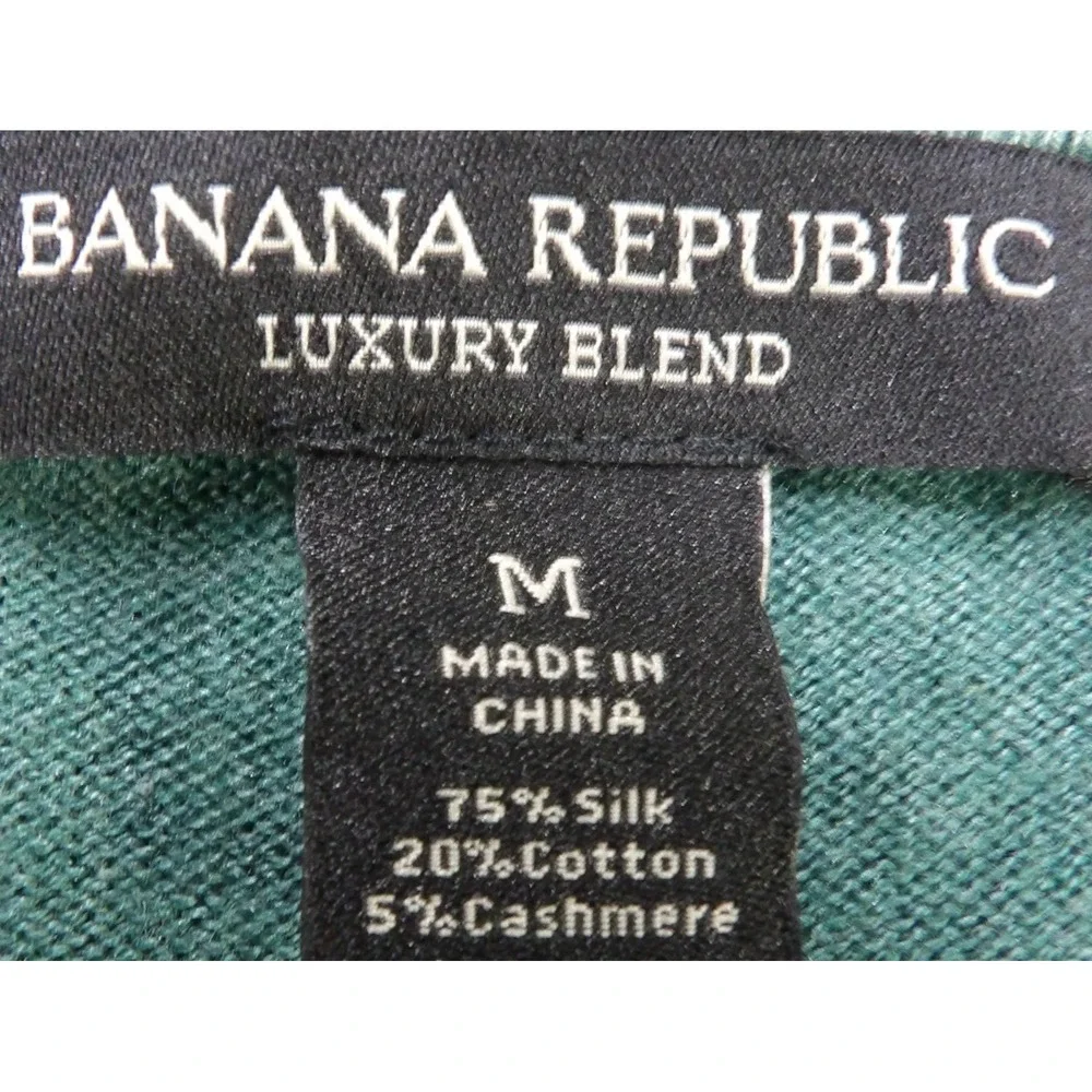 Banana Republic Luxury Blend V-Neck Sweater Silk Blend Men Medium Knitwear Teal